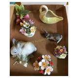 Misc. porcelain figurines - Belleek swan,aynsley