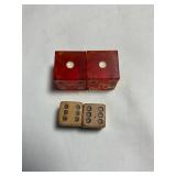 2 pr dice wood 1/2" & lucite 3/4ï¿½