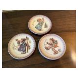 3 Goebel Hummel mini plates, German art repro,