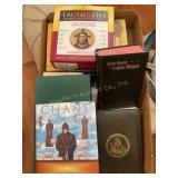 Misc religious books, DVDs, metal cross-9 3/4" etc