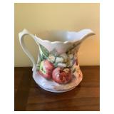 Vintage ceramic hand painted pitcher, 9.5x7"