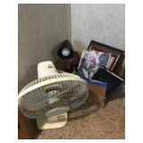 Misc. lot- fan, desk lamp,
