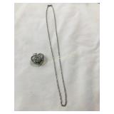 925 Silver chain 17ï¿½ necklace w/filigree heart