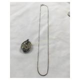 925 silver chain necklace, Italy, 17ï¿½ w/filigree