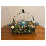 Wrought iron basket floral/candle centerpiece,