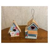 2 Wooden birdhouses, largest is 8"H