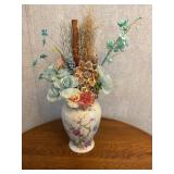 Floral arrangement in ceramic vase, 10.5"H,