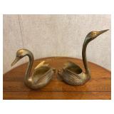 2 Brass Swan planters, tallest is 13.5"H