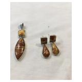 Silver? Mexico 3 pc. Pendant 2ï¿½L w/matching