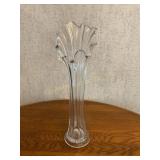 Vtg swung fluted clear glass vase, 14.5"