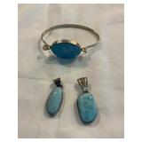 Costume jewelry- bangle bracket  & 2 pendants