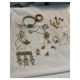 Costume jewelry- misc. pieces, earrings, rings,