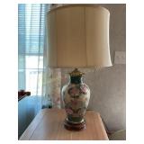 Vtg. Chinese cloisonnï¿½ lamp w/ wood base 27"h