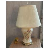 Porcelain lamp w/ brass like base 27"h