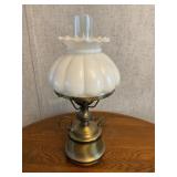 Electric table lamp, 18"H w/globe & chimney