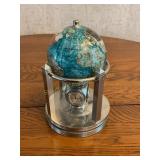Gemstone rotating globe, W/clock, thermometer,