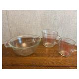 3 Misc glass measuring bowl/cups, Pyrex, Glasbake