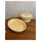Covered ceramic serving dish & oval roasting