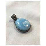 925 Silver pendant w/larimar stone, 1"L, .32 oz.