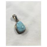 925 Silver pendant w/larimar stone, 3/4"L, .20 oz.