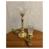 2 Electric cut glass glass/brass lamps, tallest