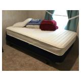 Single bed w/linens, box springs, mattress, No