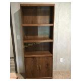 Bookcase w/doors, adj shelves, 28x11.5x70.5",