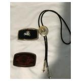 2 Alumaline belt buckles & 1 "D" bolo tie