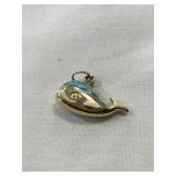 14 kt. (Marked 585) dolphin pendant, 3/4" W, .02