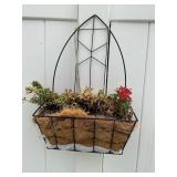 3 metal wire plant hangers 13" x 21" with plants