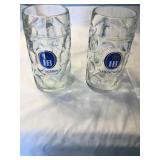 2 Hofbrauhaus munchen 8" glass beer stein mugs