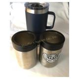 2 Yeti drink coolers 5" & coffee mug 7" w/lid