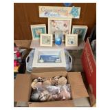 Beach items-seashells, Shelf 24" x 8", while