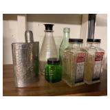 5 bottles & tin lined flask