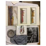 Railroad items- hat, ashtray photo, prints, San