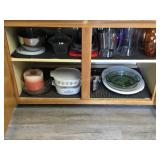 Contents of 2 cabinet - vases,Corning