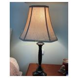 2 lamps, wood base, working, 27" tall