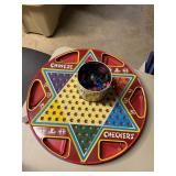 Metal Chinese checkers board w/marbles, and