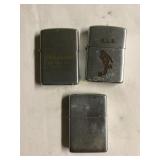 3 Zippo Lighters - Air-maze filters,bowler,etc.