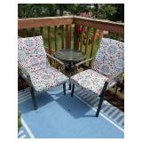 2 outdoor chairs w/ cushions 24" x 35" x 21" &