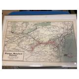 Framed Western Maryland railway map, no date,