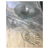 7 Arcoroc France glass bowls - largest 8"