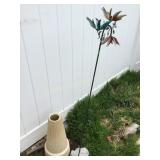 Ceramic bird bath base 20" &  yard stake