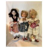 3 Porcelain dolls- Snow White, Mary quite