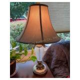2 table lamps 27" tall, metal & glass, working