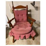 Wood chair w/ padded seat & back 24" x 33" x 20"