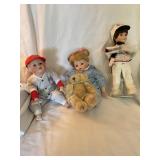 3 porcelain dolls  Hannah, Michael, catch me if