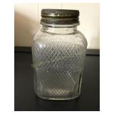 Art Deco square jar 6" w/atlas glass lid