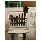 Decorative wood bench w/ birdhouse 18" x 33" x 11"