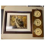 Weather station 5 1/2" x 16, & framed train p